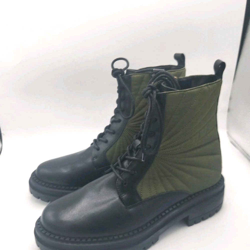 Valdini Klip Olive Green Gold Zip Velour Lining Ankle Boots Womens Size 8.5 NEW - Picture 7 of 14
